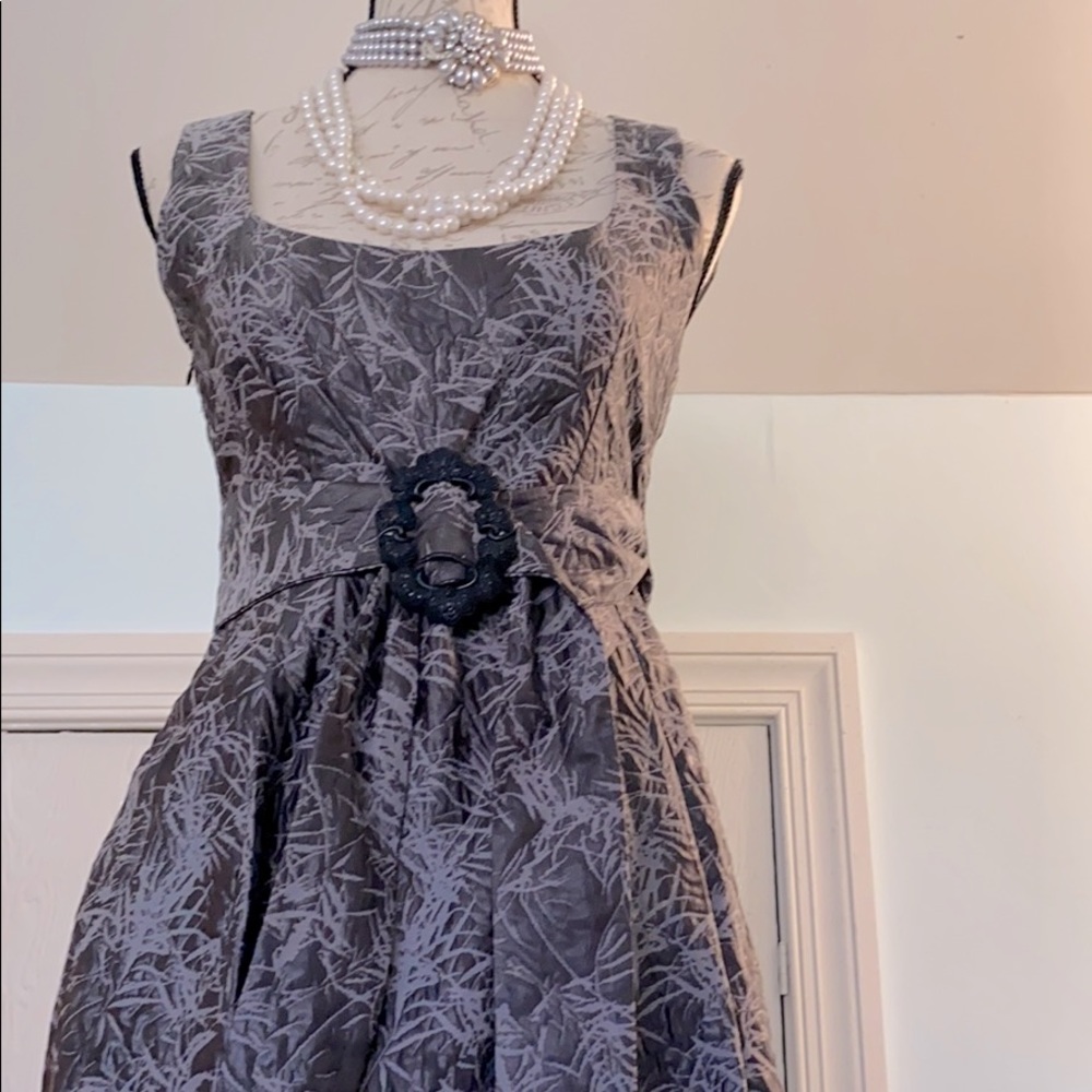 Gray Cocktail Dress with Pockets